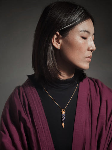 Four-Eye Dzi Bead Pendant– Health & Healing Energy with Gold-plated Accents