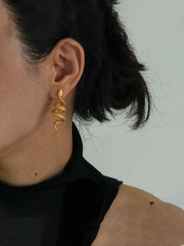 Awakening Serpent – Gold-Plated Energy Stud Earrings