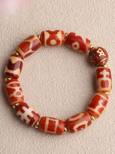 Totem Dzi Bead Bracelet– Protective Energy,  Dzi Beads, Sacred Totem Design