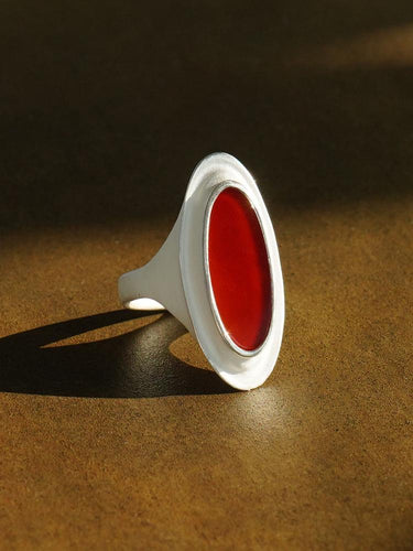 Agate Dharma Ring – Oval Sterling Silver Ritual Seal