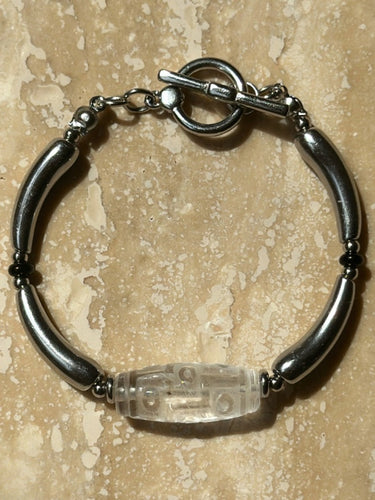 Wealth Obsidian Bracelet with Titanium Steel Accents