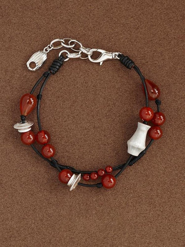 Confidence Red Agate Bracelet with Sterling Silver Accents