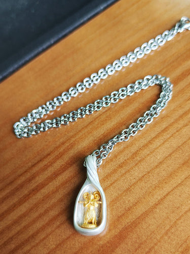 Gilded Deity Blessing Pendant - Sterling Silver with Gilded Details