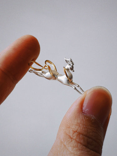 Graceful Deer Sterling Silver Earrings with Blessing Energy