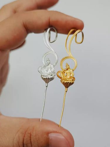 Contemplation Bodhisattva Earrings – Gold-Plated Design with Lotus Seat