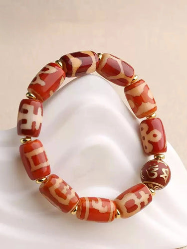 Totem Dzi Bead Bracelet– Protective Energy,  Dzi Beads, Sacred Totem Design