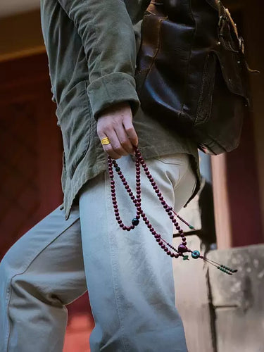 Cinnabar 108 Mala Beads Necklace & Bracelet — Cinnabar & Jade, Healing Energy, Spiritual Connection