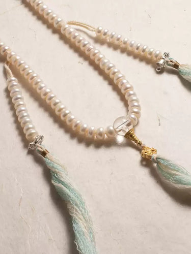 Eternal Purity Mala – Pearl Necklace & Bracelet