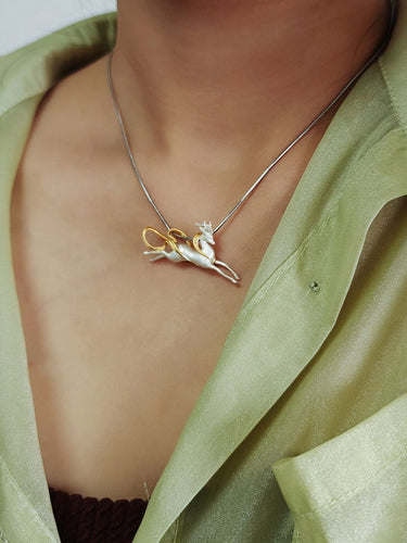 Windhorse Pendant Sterling Silver Gold for Protective Freedom