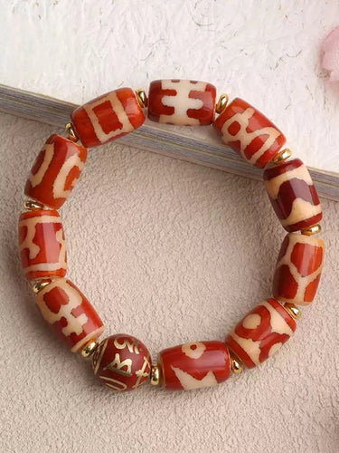 Totem Dzi Bead Bracelet– Protective Energy,  Dzi Beads, Sacred Totem Design