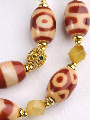 Totem Guard Necklace — Protection,  Dzi Beads, Gold Detailing