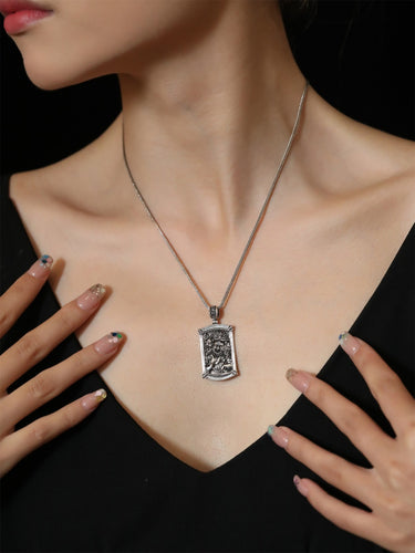 Vajra Protector Pendant - Sterling Silver with Intricate Himalayan Design