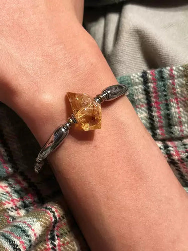 Wealth Attraction Bracelet – Citrine and Titanium Steel for Prosperity Energy