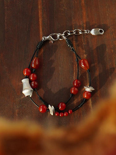Confidence Red Agate Bracelet with Sterling Silver Accents