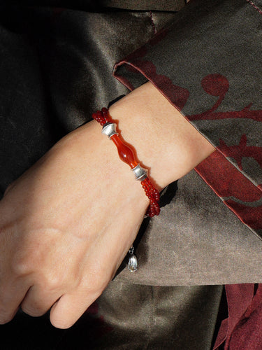 Empowerment Red Agate Bracelet with Sterling Silver Accents