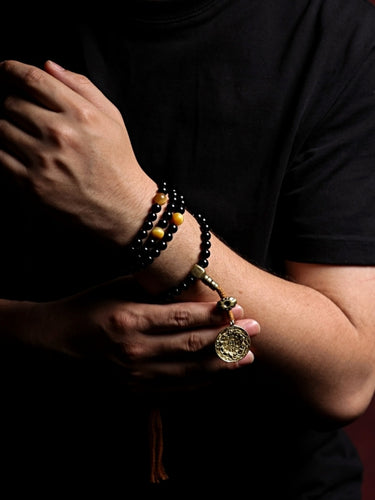 Sacred Protection Mala- Black Agate, Protective Energy, Sacred Design