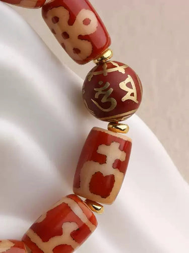 Totem Dzi Bead Bracelet– Protective Energy,  Dzi Beads, Sacred Totem Design