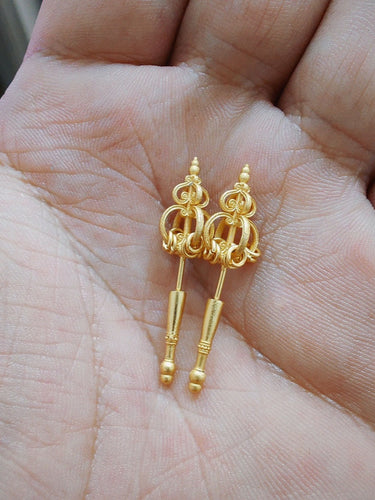 Vajra Stick Stud Earrings – Gold-Plated Zen Symbol Design