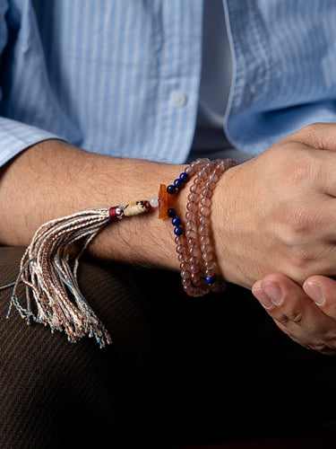 South Red Agate 108 Mala Necklace & Bracelet – Himalayan Spiritual Talisman with Lapis Lazuli Accents