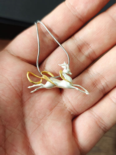 Windhorse Pendant Sterling Silver Gold for Protective Freedom