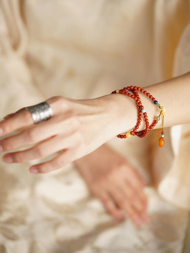 Guardian Spirit Mala – Red Agate, South Red, and Amber Beads for Protection