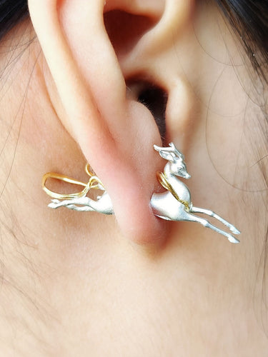 Graceful Deer Sterling Silver Earrings with Blessing Energy