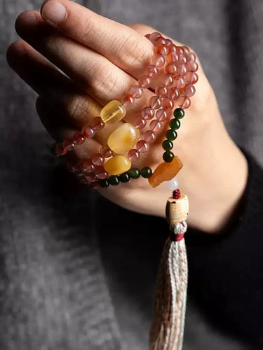 Ember Prayer Mala – South Red Agate 108 Bead Necklace-Bracelet for Spiritual Protection