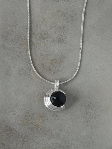 Courageous Spirit Pendant – Black Agate & Sterling Silver