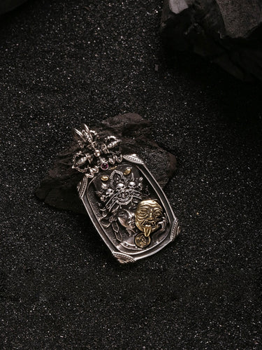 Guardian Deity Pendant - Sterling Silver with Gold Accents