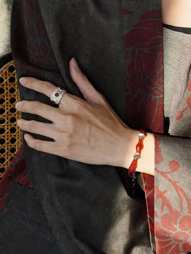 Empowerment Red Agate Bracelet with Sterling Silver Accents