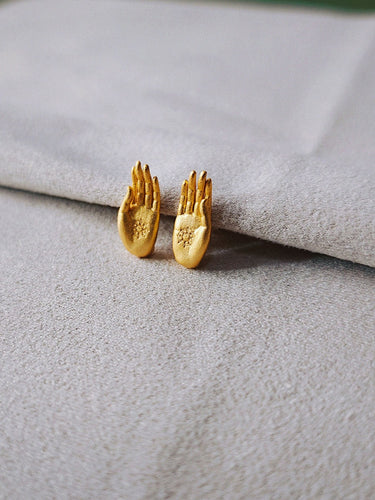 Gilded Hand Blessing Earrings - Gilded Symbol of Protection