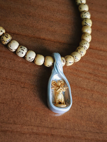 Gilded Deity Blessing Pendant - Sterling Silver with Gilded Details