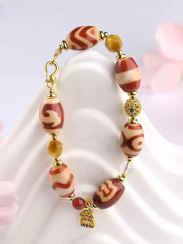 Totem Guard Necklace — Protection,  Dzi Beads, Gold Detailing