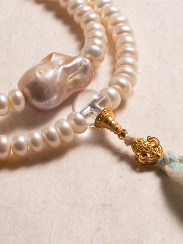 Eternal Purity Mala – Pearl Necklace & Bracelet