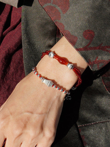 Empowerment Red Agate Bracelet with Sterling Silver Accents