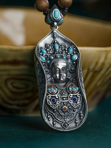 Sacred Protector Pendant – Turquoise & Sterling Silver, Cultural Symbolism