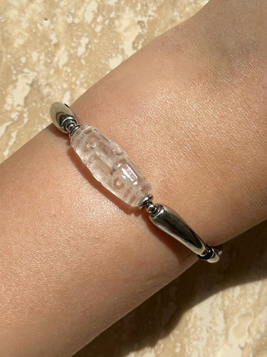 Wealth Obsidian Bracelet with Titanium Steel Accents
