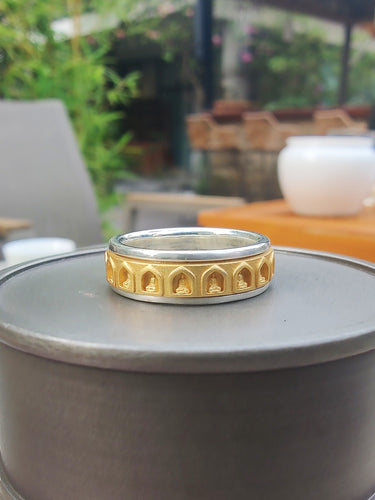 Lotus Blessing Ring | Sterling Silver and Gold Protective Energy Band