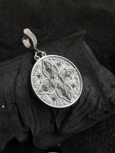 Four-Faced Buddha Mantra Pendant – Gold-Plated Sterling Silver Talisman Necklace