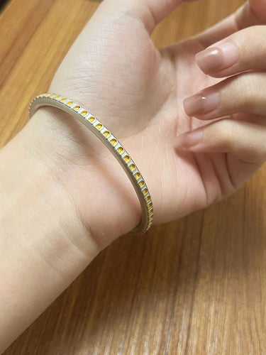 Eternal Buddha Blessing Bangle | Sterling Silver Bracelet with Gilded Icons