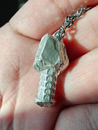 Mountain Shrine Pendant | Sterling Silver Temple Amulet with Golden Buddha Core