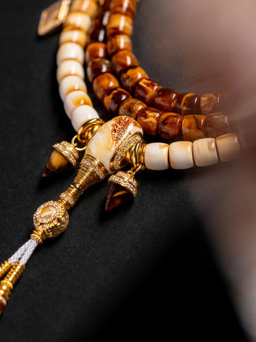 Blessing Orbit – Gilded Prayer Beads Necklace & Bracelet