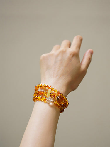 Golden Abundance Bracelet – Citrine and Amber for Wealth and Prosperity