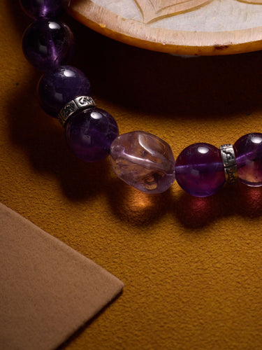 Amethyst Serenity Bracelet with Tibetan Silver Charm