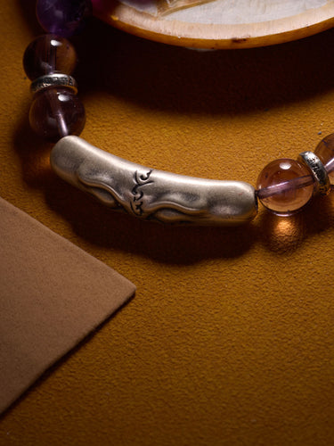 Amethyst Serenity Bracelet with Tibetan Silver Charm