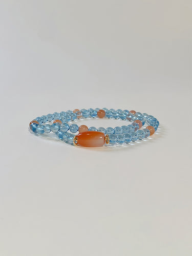 Serenity Bracelet – Aquamarine & South Red Agate for Calm and Clarity