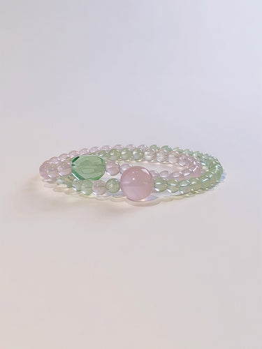Heartfelt Bracelet with Rose Quartz and Fluorite for Healing and Love