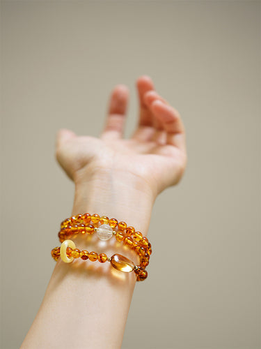 Golden Abundance Bracelet – Citrine and Amber for Wealth and Prosperity
