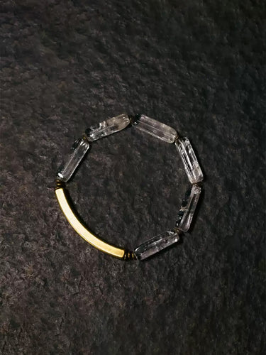 Rectangular Clear Quartz Bracelet – with Gold-Plated Accents