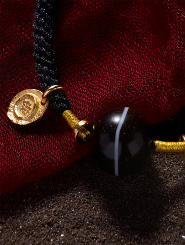 Lucky Energy Dzi Bead Bracelet – Protection, Luck & Spiritual Energy Bracelet with Gold-plated Accents